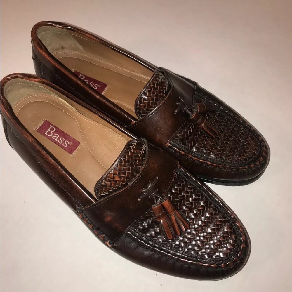 Bass Woven Leather Tassel Loafer Size 10 D -Brazil